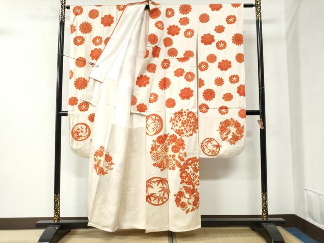 平和屋着物●豪華振袖 駒刺繍 草花丸文 金彩 正絹 逸品 CABB4370yc
