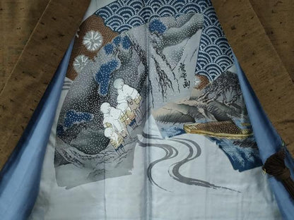 平和屋着物●男性　髭紬　アンサンブル　色無地　涅色　正絹　逸品　CABB4371yc