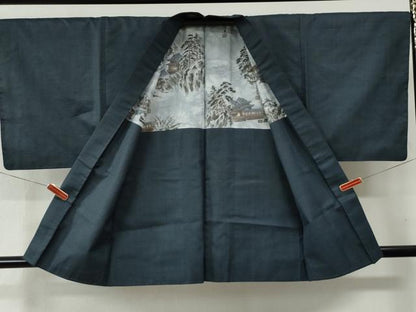 平和屋着物●男性　紬　アンサンブル　100亀甲　正絹　逸品　未使用　CABB4372yc