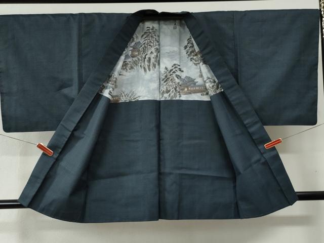 平和屋着物●男性　紬　アンサンブル　100亀甲　正絹　逸品　未使用　CABB4372yc