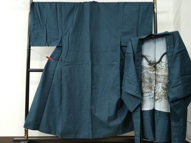 平和屋着物●男性　紬　アンサンブル　100亀甲　キングサイズ　正絹　逸品　CABB4373yc