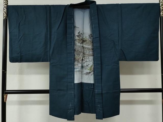 平和屋着物●男性　紬　アンサンブル　100亀甲　キングサイズ　正絹　逸品　CABB4373yc