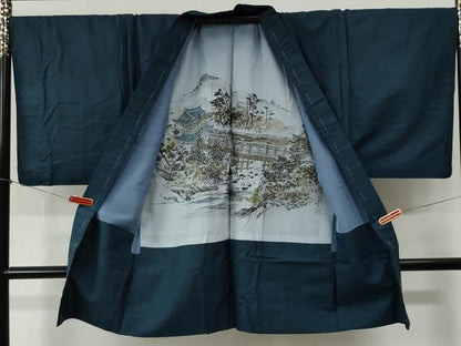 平和屋着物●男性　紬　アンサンブル　100亀甲　キングサイズ　正絹　逸品　CABB4373yc