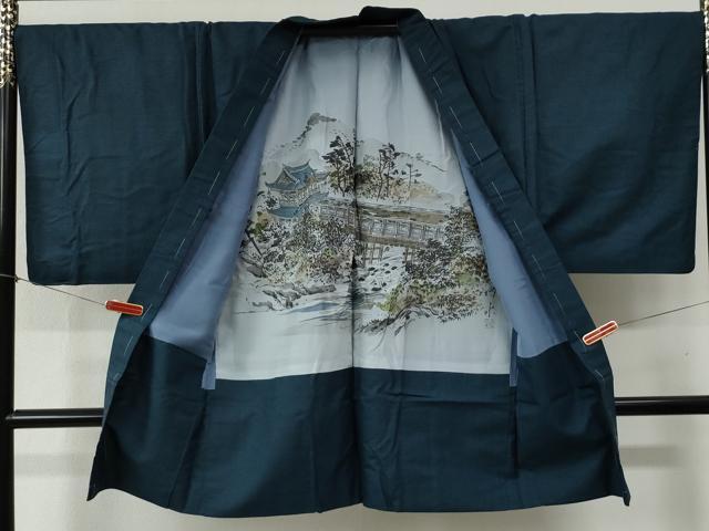 平和屋着物●男性　紬　アンサンブル　100亀甲　キングサイズ　正絹　逸品　CABB4373yc