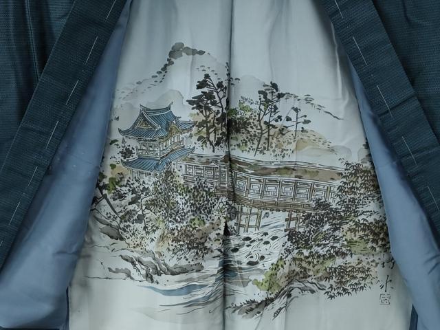 平和屋着物●男性　紬　アンサンブル　100亀甲　キングサイズ　正絹　逸品　CABB4373yc