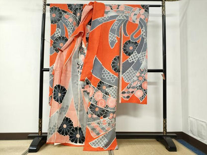 平和屋着物●名門　藤娘きぬたや・総絞り　振袖　束ね熨斗吉祥花文　仮絵羽　逸品　未使用　CABB4375yc