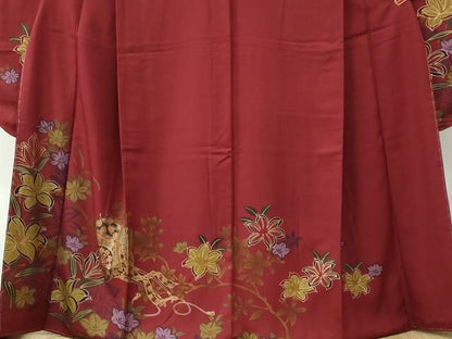 平和屋着物●豪華振袖・長襦袢セット 御所車草花文 金彩 正絹 逸品 未使用 CABB4376yc
