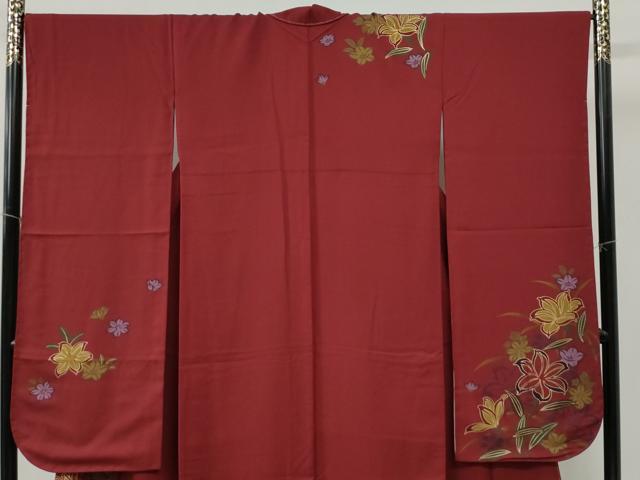 平和屋着物●豪華振袖・長襦袢セット 御所車草花文 金彩 正絹 逸品 未使用 CABB4376yc
