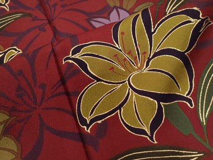 平和屋着物●豪華振袖・長襦袢セット 御所車草花文 金彩 正絹 逸品 未使用 CABB4376yc