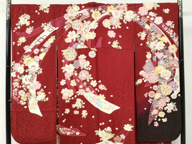 平和屋着物●豪華振袖・長襦袢セット 駒刺繍 鬘帯雪輪吉祥舞花文 金通し地 半衿刺繍 正絹 逸品 CABB4377yc