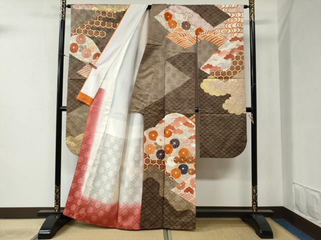 平和屋着物○豪華振袖・長襦袢セット 駒刺繍 吉祥花唐草文 金彩 正絹