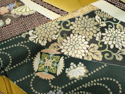 平和屋着物●豪華振袖・長襦袢セット　作家物　駒刺繍　雪輪花唐草文　暈し染め　金彩　正絹　逸品　CABB4382yc