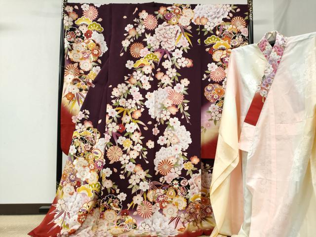 平和屋着物●豪華振袖・長襦袢セット　草花文　暈し染め　金彩　やまと誂製　半衿刺繍　正絹　逸品　CABB4383yc