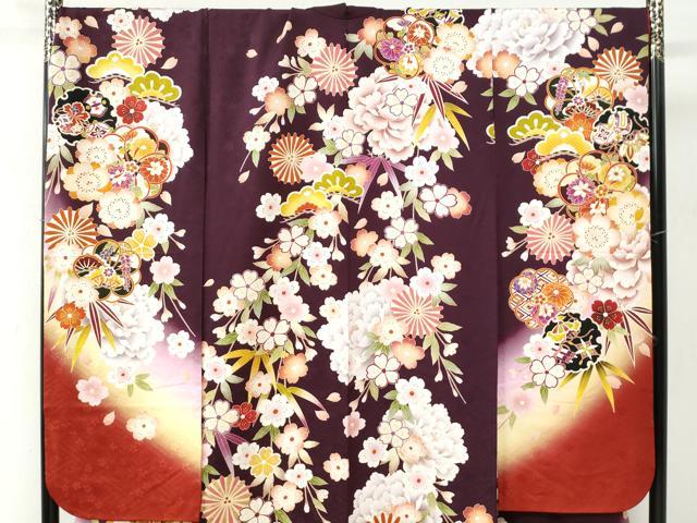平和屋着物●豪華振袖・長襦袢セット　草花文　暈し染め　金彩　やまと誂製　半衿刺繍　正絹　逸品　CABB4383yc 平和屋着物○豪華振袖・長襦袢セット 草花文 暈し染め 金彩 やまと誂