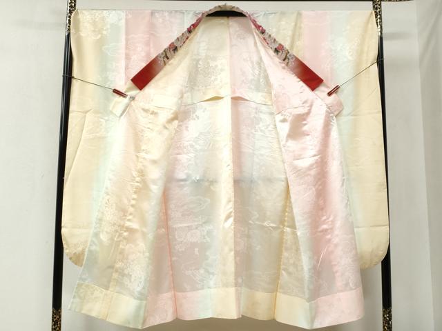 平和屋着物●豪華振袖・長襦袢セット　草花文　暈し染め　金彩　やまと誂製　半衿刺繍　正絹　逸品　CABB4383yc