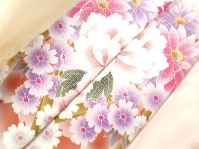 平和屋着物●豪華振袖・長襦袢セット　草花文　暈し染め　金彩　やまと誂製　半衿刺繍　正絹　逸品　CABB4383yc 平和屋着物○豪華振袖・長襦袢セット 草花文 暈し染め 金彩 やまと誂