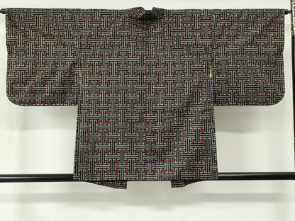平和屋着物●本場大島紬　龍郷絣　秋名バラ　アンサンブル　正絹　逸品　CABB4384yc