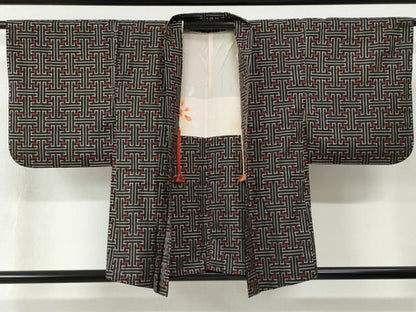 平和屋着物●本場大島紬　龍郷絣　秋名バラ　アンサンブル　正絹　逸品　CABB4384yc