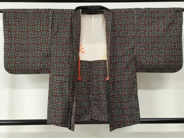 平和屋着物●本場大島紬　龍郷絣　秋名バラ　アンサンブル　正絹　逸品　CABB4384yc