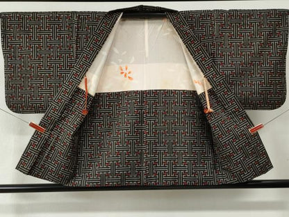 平和屋着物●本場大島紬　龍郷絣　秋名バラ　アンサンブル　正絹　逸品　CABB4384yc