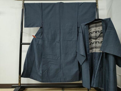 平和屋着物●男性　本場大島紬　アンサンブル　格子　正絹　逸品　CABB4386yc