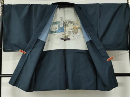 平和屋着物●男性 本場大島紬 アンサンブル 80亀甲 総詰め キングサイズ 正絹 逸品 CABB4387yc