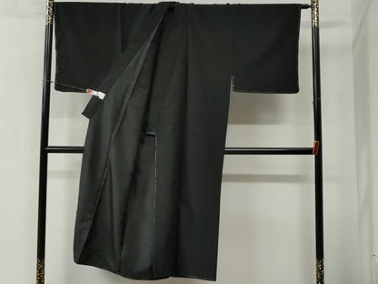 平和屋着物●男性　色無地　アンサンブル・長襦袢セット　着物・羽織：黒地　長襦袢：焦茶色　洗える着物　未使用　CABB4388yc