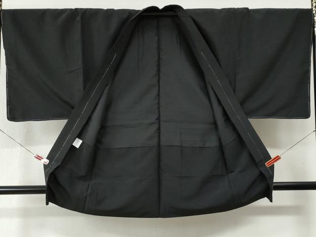 平和屋着物●男性　色無地　アンサンブル・長襦袢セット　着物・羽織：黒地　長襦袢：焦茶色　洗える着物　未使用　CABB4388yc