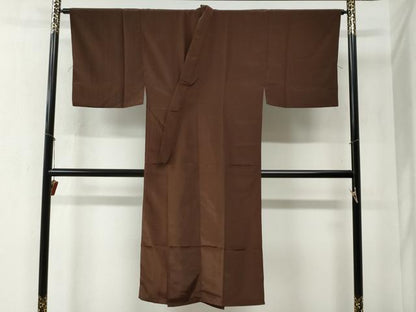 平和屋着物●男性　色無地　アンサンブル・長襦袢セット　着物・羽織：黒地　長襦袢：焦茶色　洗える着物　未使用　CABB4388yc