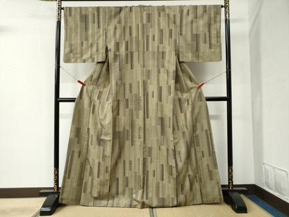 平和屋着物●上質な紬 短冊重ね吉祥文 正絹 逸品 CABB4392yc