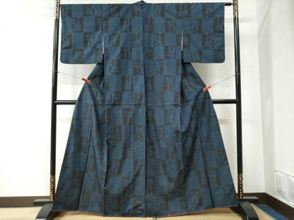 平和屋着物●本場大島紬 9マルキ 市松草花文 正絹 逸品 未使用 CABB4395yc