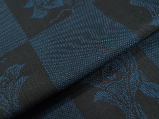平和屋着物●本場大島紬 9マルキ 市松草花文 正絹 逸品 未使用 CABB4395yc