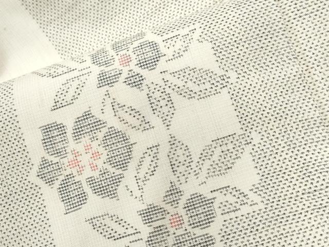 平和屋着物●本場大島紬　白大島　9マルキ　吉祥草花文　川畑村中作　証紙付き　正絹　逸品　未使用　CABB4399yc
