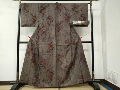 平和屋着物●本場大島紬 7マルキ 泥染め 草花文 田川絹織物謹製 証紙付き 正絹 逸品 未使用 CABB4400yc