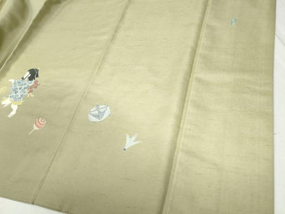 平和屋着物●訪問着 紬地 作家物 玩具 童子遊び 正絹 逸品 CABB4404yc