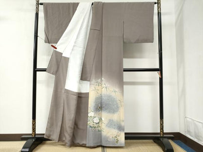 平和屋着物●豪華色留袖 友禅 作家物 孔雀草花文 暈し染め 金彩 正絹 逸品 CABB4407yc