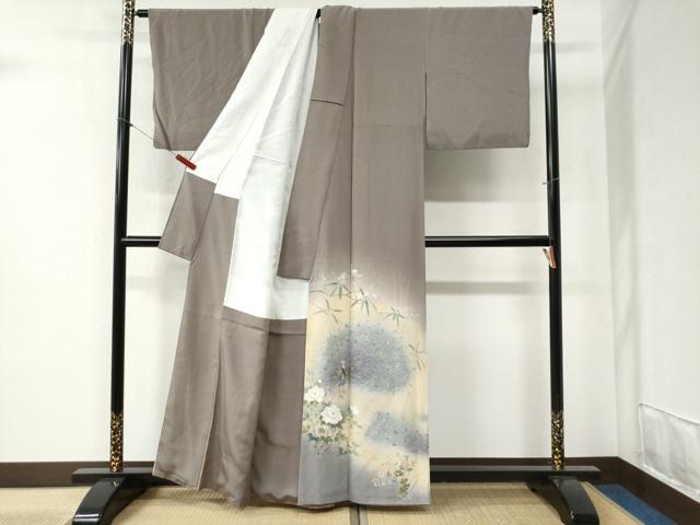 平和屋着物●豪華色留袖 友禅 作家物 孔雀草花文 暈し染め 金彩 正絹 逸品 CABB4407yc