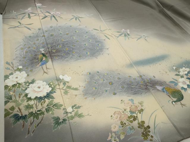 平和屋着物●豪華色留袖 友禅 作家物 孔雀草花文 暈し染め 金彩 正絹 逸品 CABB4407yc