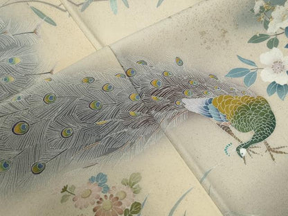 平和屋着物●豪華色留袖 友禅 作家物 孔雀草花文 暈し染め 金彩 正絹 逸品 CABB4407yc