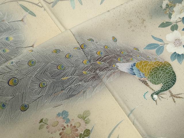 平和屋着物●豪華色留袖 友禅 作家物 孔雀草花文 暈し染め 金彩 正絹 逸品 CABB4407yc