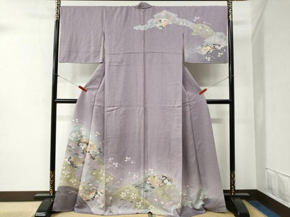 平和屋着物●訪問着 駒刺繍 地紙几帳吉祥花文 暈し染め 金彩 正絹 逸品 CABB4410yc