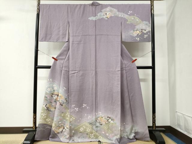 平和屋着物●訪問着 駒刺繍 地紙几帳吉祥花文 暈し染め 金彩 正絹 逸品 CABB4410yc