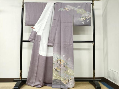 平和屋着物●訪問着 駒刺繍 地紙几帳吉祥花文 暈し染め 金彩 正絹 逸品 CABB4410yc