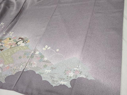 平和屋着物●訪問着 駒刺繍 地紙几帳吉祥花文 暈し染め 金彩 正絹 逸品 CABB4410yc