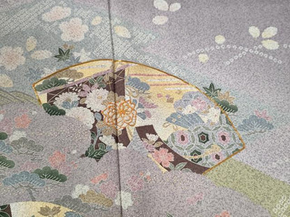 平和屋着物●訪問着 駒刺繍 地紙几帳吉祥花文 暈し染め 金彩 正絹 逸品 CABB4410yc