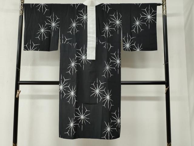 平和屋着物●長襦袢　無双仕立て　変わり麻の葉文様　黒地　正絹　逸品　CABB4412yc