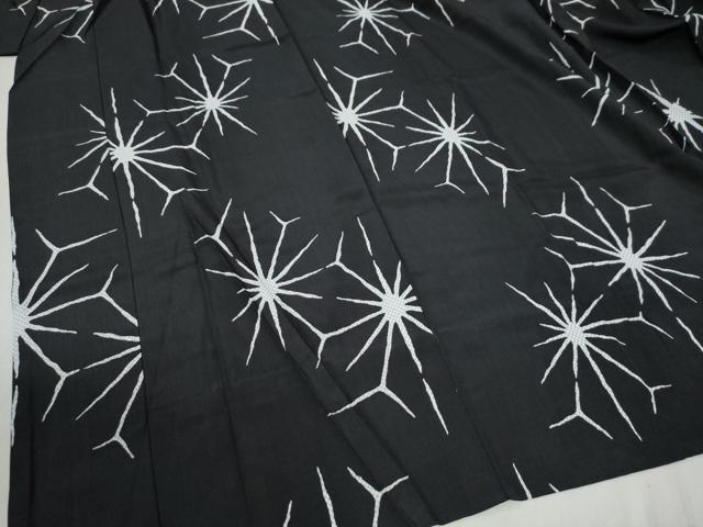平和屋着物●長襦袢　無双仕立て　変わり麻の葉文様　黒地　正絹　逸品　CABB4412yc