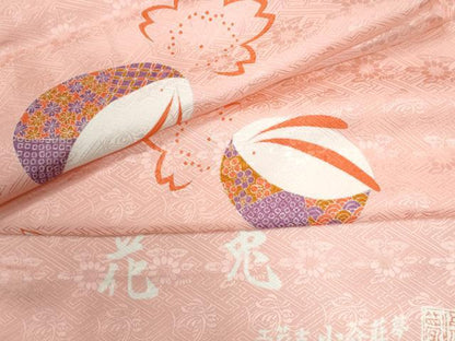 平和屋着物●長襦袢 袷 小谷荘夢作 花兎 半衿刺繍 反端付き 正絹 逸品 未使用 CABB4416yc