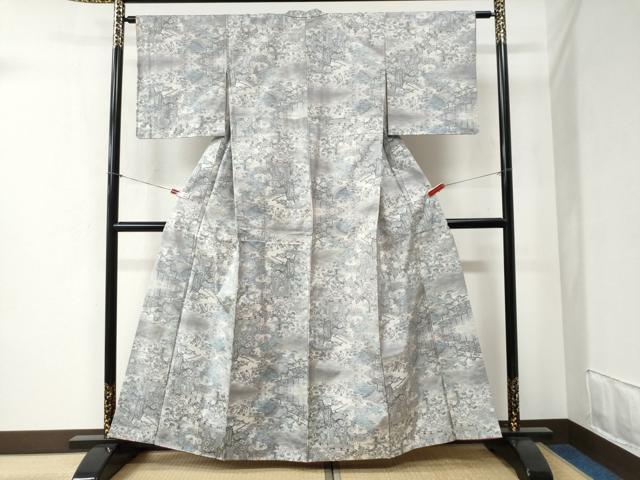 平和屋着物●都喜ヱ門 本場大島紬 9マルキ 総絣 御所車草花文 藤絹織物謹製 正絹 逸品 未使用 CABB4417yc