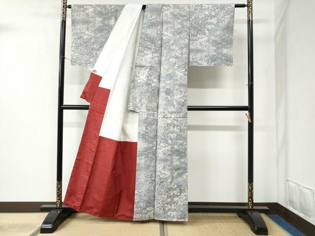 平和屋着物●都喜ヱ門 本場大島紬 9マルキ 総絣 御所車草花文 藤絹織物謹製 正絹 逸品 未使用 CABB4417yc